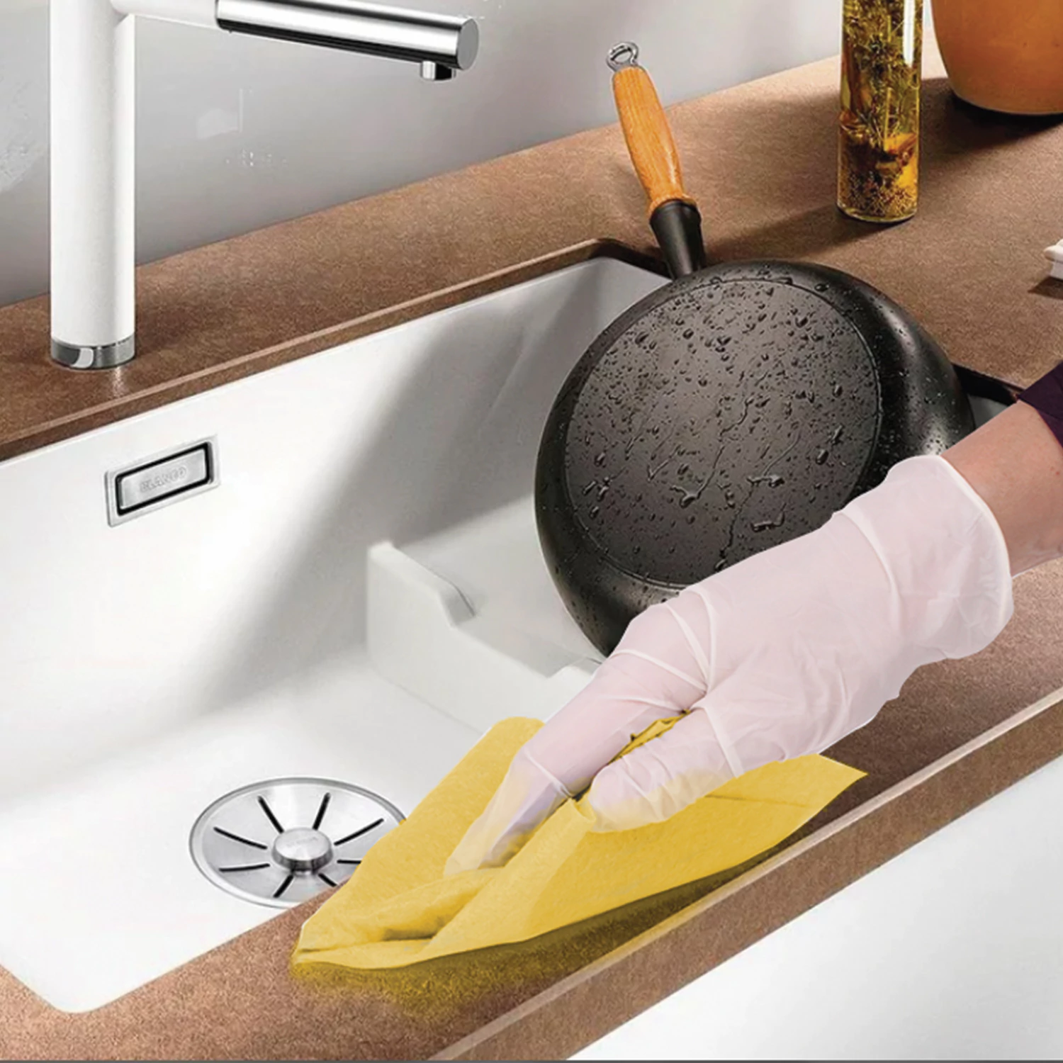 Салфетки из вискозы универсальные, 30 х 38см, 90г/м2, желтые, 5 шт